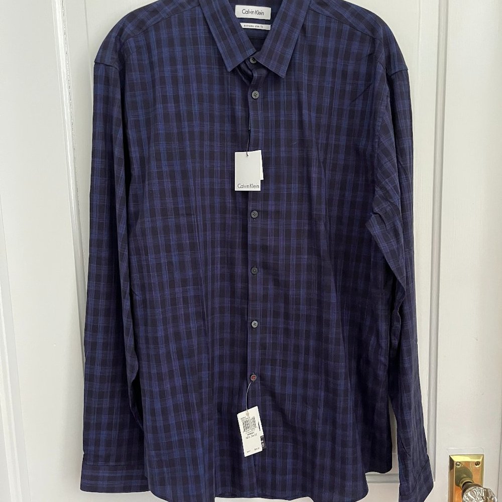 Calvin Klein Men's Long Sleeve Dress Shirt, Large